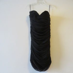 MARLEY BLACK SILK STRAPLESS RUCHED DRESS SZ S*
